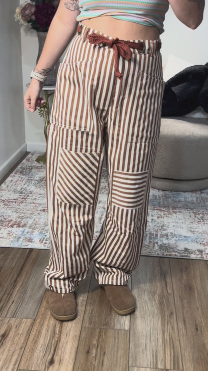 striped pants tie waist
