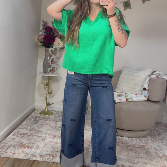 kelly green cotton gauze tunic shirt women's spring fashion