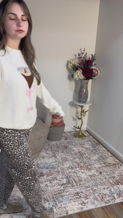 Julia High Rise Leopard Barrel Jeans With Stretch