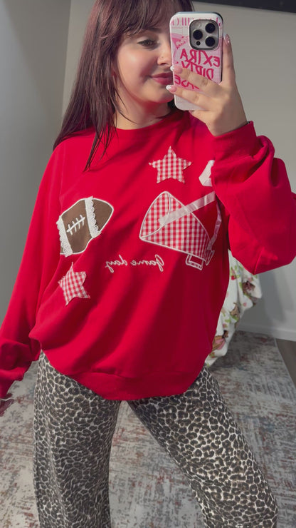 Football Patchwork Crewneck Sweatshirt