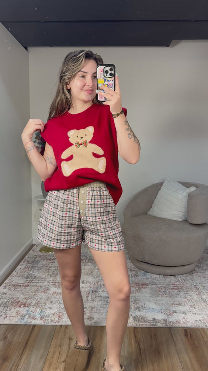Charlotte Teddy Bear Plaid Boxer Shorts