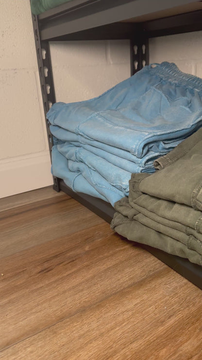 Micah Mineral Washed Terry Knit Barrel Pants (multiple colors)