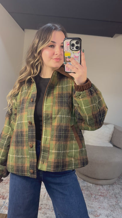 Blaise Plaid Quilted Jacket with Contrast Corduroy Detail