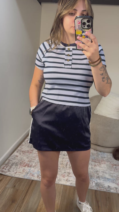 Amaya High Waisted Contrast Piping Detail Skort