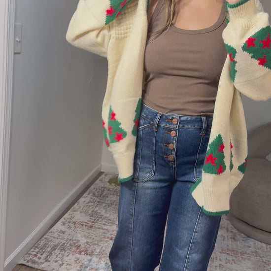cream christmas tree cardigan 