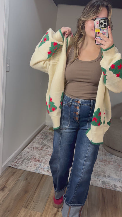 cream christmas tree cardigan 