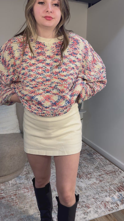 Gemma Stretch Twill Mini Skort in Cream