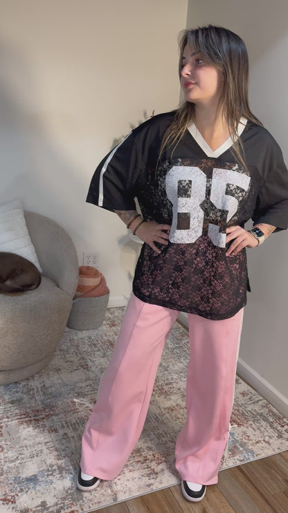 Stevie Lace Contrast Jersey Top