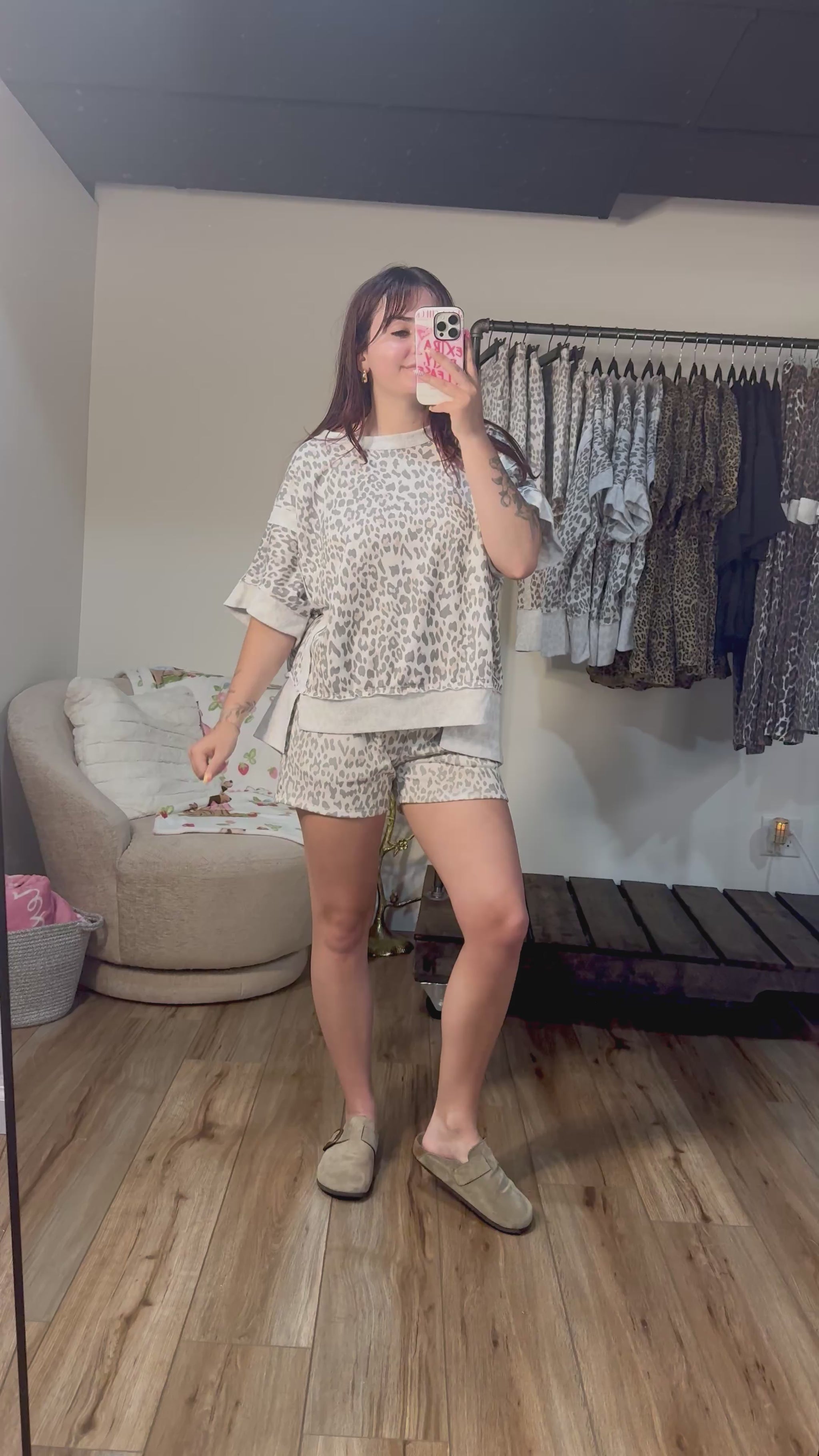 Cheetah Terry knit lounge set