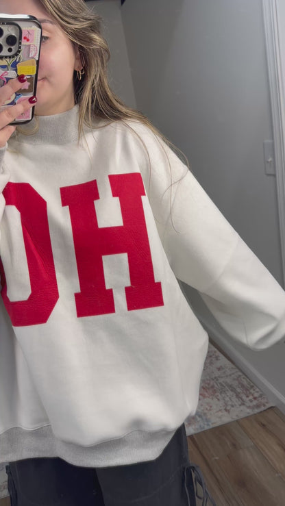 'OH-IO' & OH Reversible Mock Neck Sweatshirt