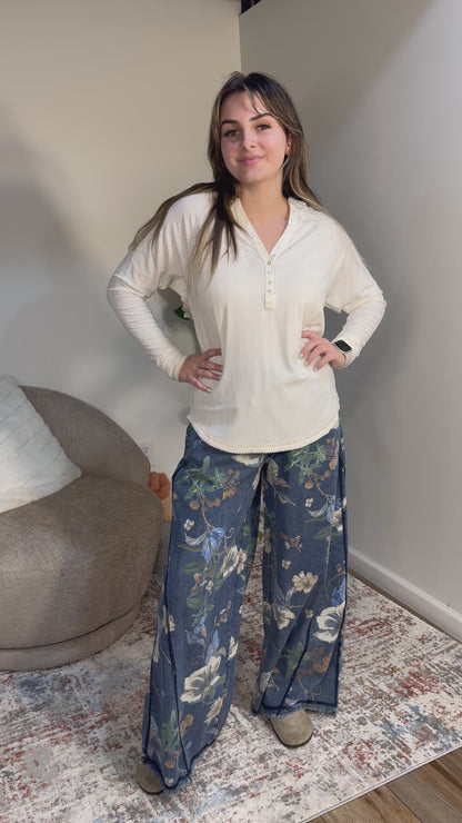 Viv Button Front Jersey Knit Henley Top