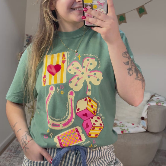 green good luck lucky girl tshirt 777 st Patricks 