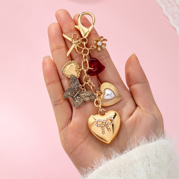 Heart Charm Key Chain, Gold