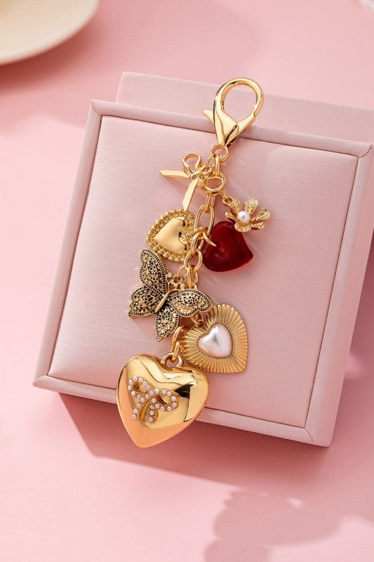 Heart Charm Key Chain, Gold