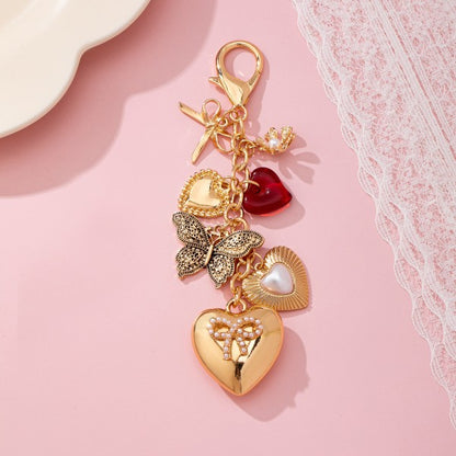 Heart Charm Key Chain, Gold