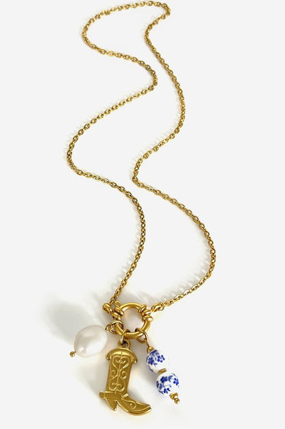 18K Stainless Steel Western Necklace, Gold