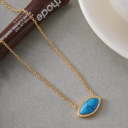 18K Gold Turquoise Necklace, Tarnish-Free