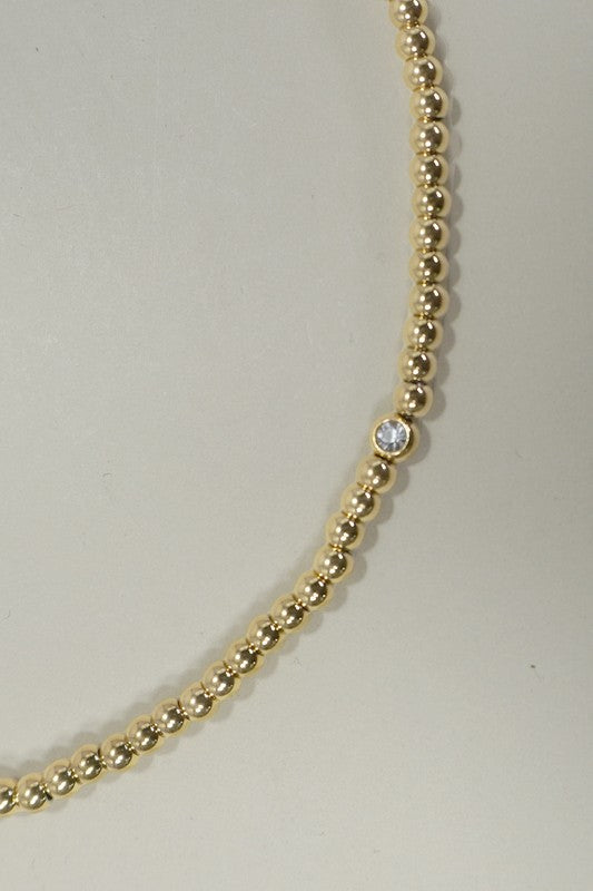 18K Gold Bubble Beaded Necklace, Gold