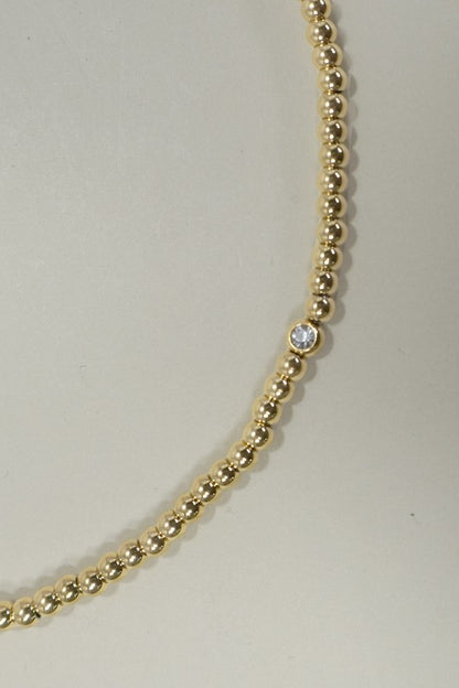 18K Gold Bubble Beaded Necklace, Gold