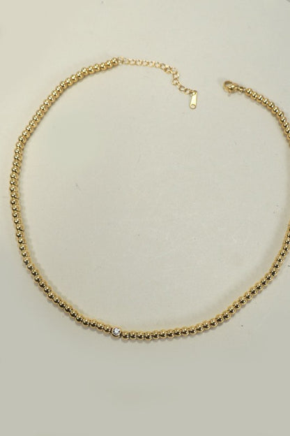 18K Gold Bubble Beaded Necklace, Gold