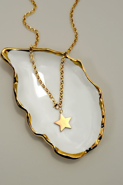 18K Gold Star Link Chain Necklace, Gold