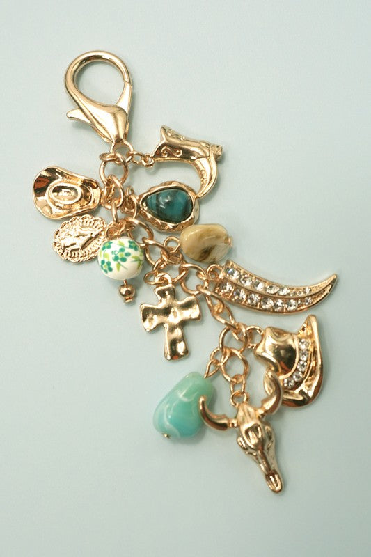 Western Porcelain Cross Boot Charm, Gold