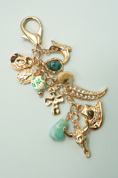 Western Porcelain Cross Boot Charm, Gold