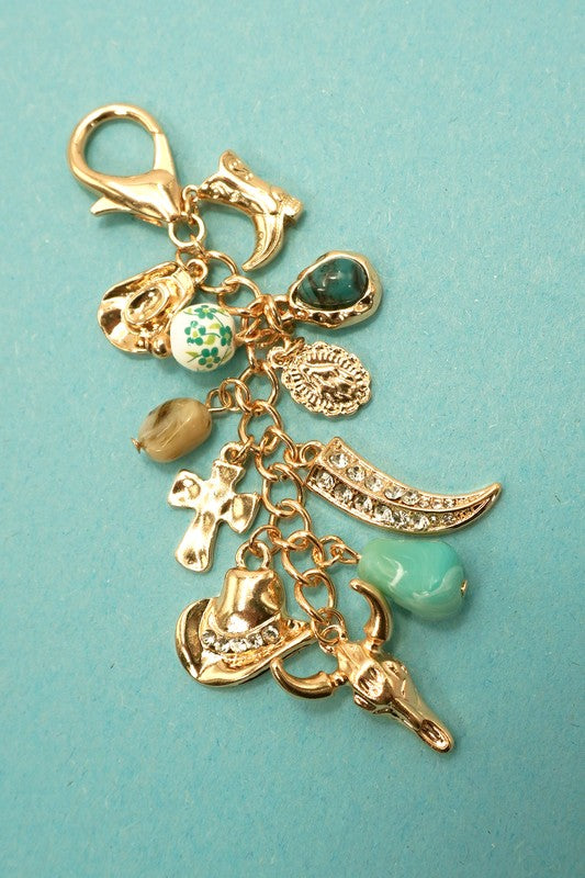Western Porcelain Cross Boot Charm, Gold