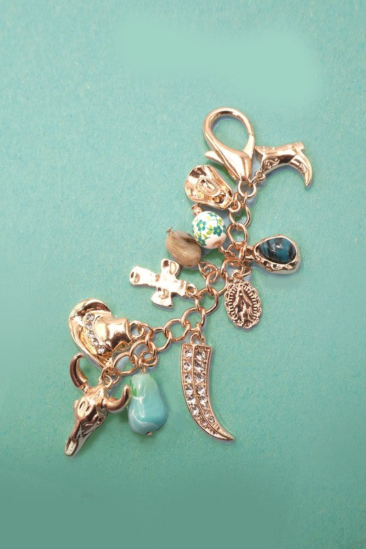 Western Porcelain Cross Boot Charm, Gold