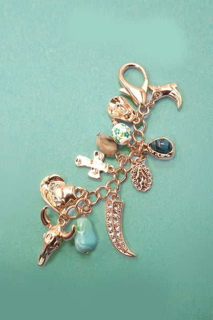 Western Porcelain Cross Boot Charm, Gold