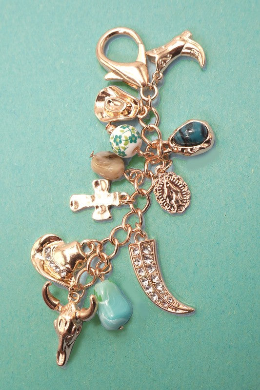 Western Porcelain Cross Boot Charm, Gold