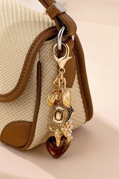 Western Heart Cross Hat Boot Charm, Gold