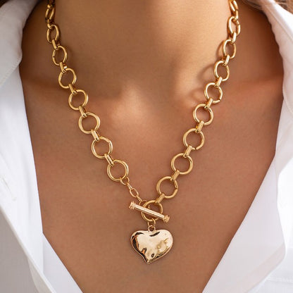 Notable Hammered Heart Front Toggle Necklace, Gold or Silver