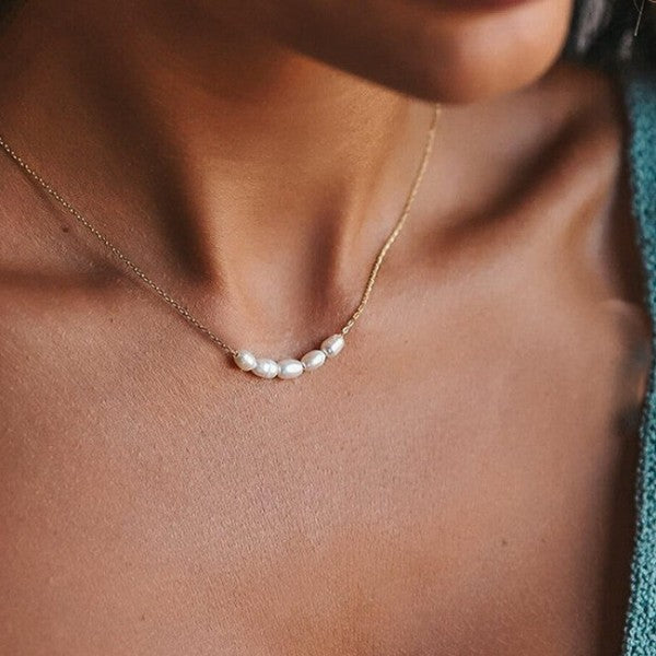 18K Gold Pearl Necklace, Gold