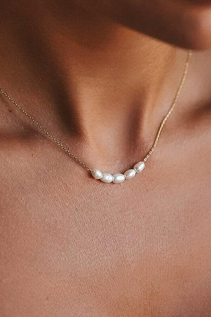 18K Gold Pearl Necklace, Gold
