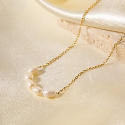 18K Gold Pearl Necklace, Gold