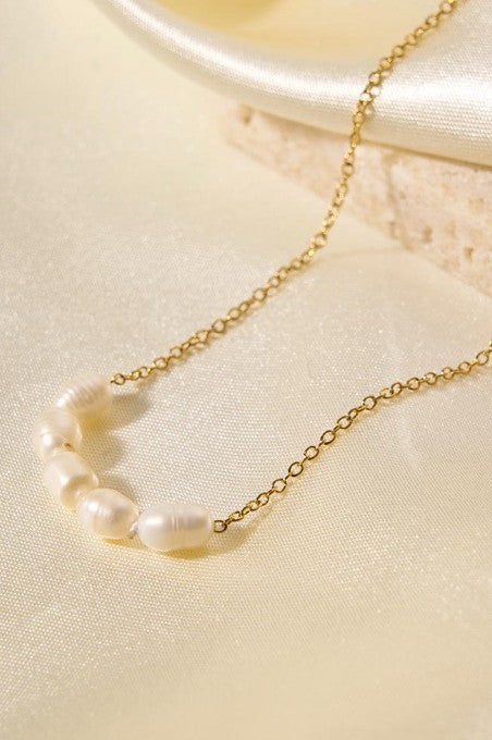 18K Gold Pearl Necklace, Gold