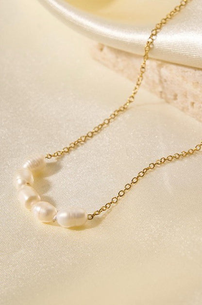 18K Gold Pearl Necklace, Gold