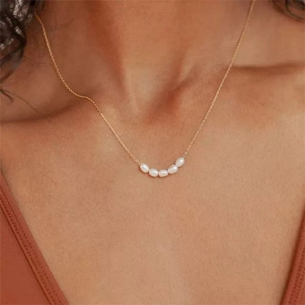 18K Gold Pearl Necklace, Gold