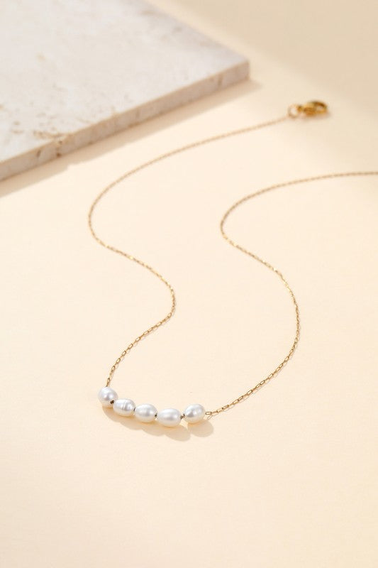 18K Gold Pearl Necklace, Gold